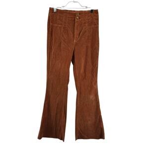 We The Free People Jayde High Rise Flare Corduroy Pants Womens 31 Cognac Brown